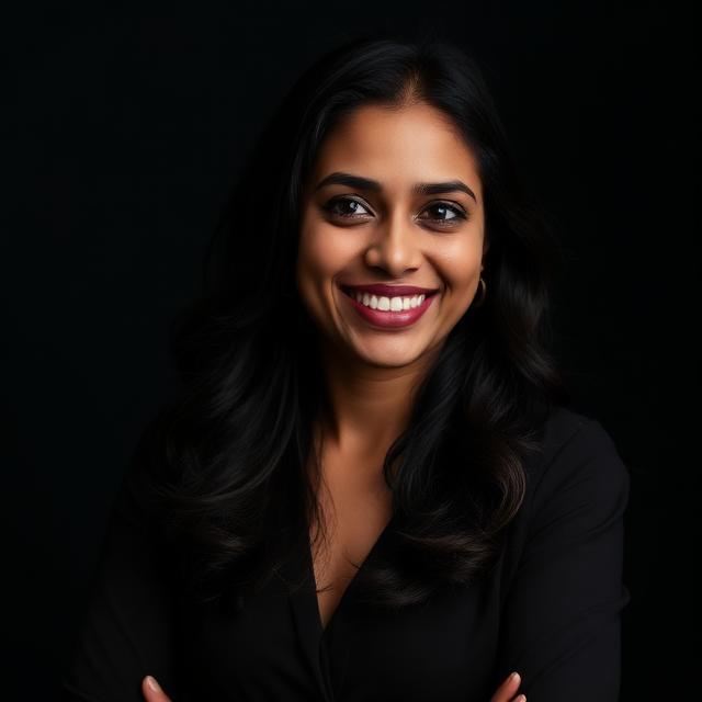 Illustrative portrait of placeholder faculty member Priya Raman